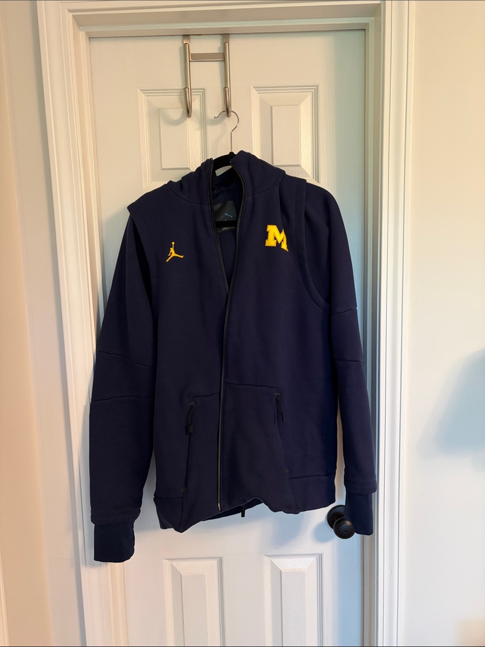 Jordan Navy Hoodie Jacket with Yellow Michigan 'M' and Jumpman